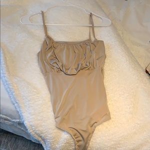 missguided ruched top tan body suit
